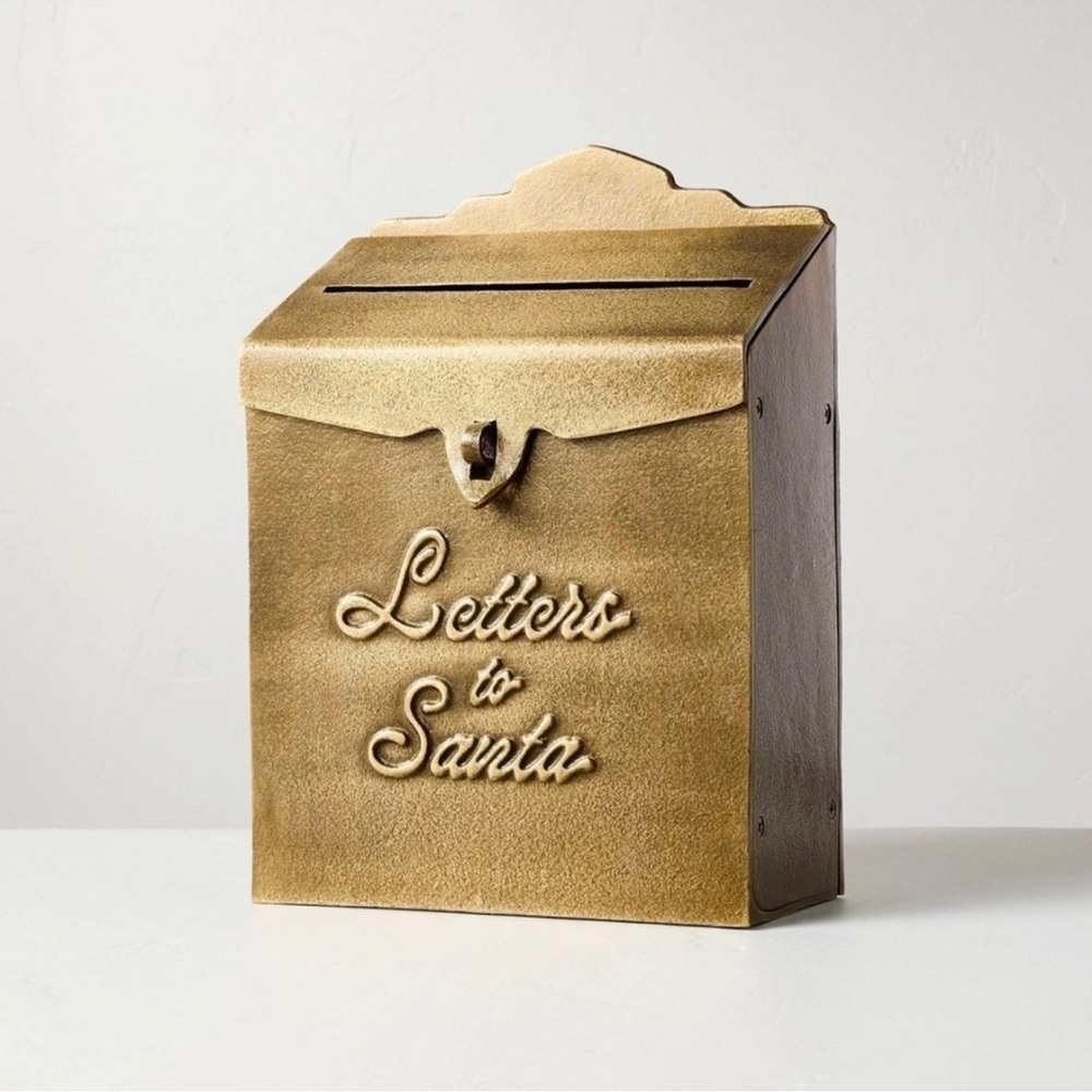 Hearth & Hand Magnolia 12.6" Brass Tabletop 'Letters to Santa' Mailbox Christmas